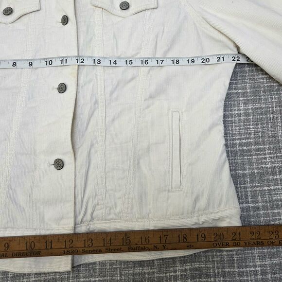 Y2K GAP Corduroy Sherpa Lined Trucker Jacket Women's L/XL Cream/Ivory - Picture 4 of 13